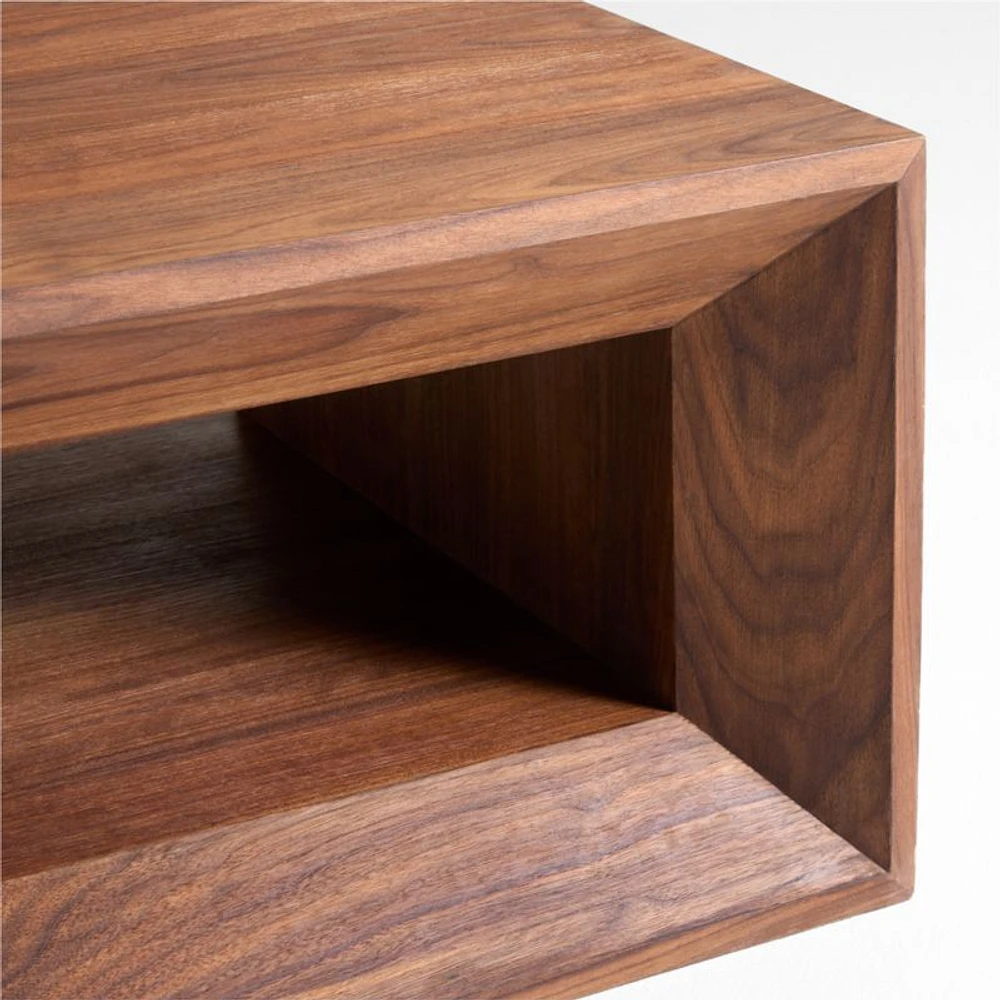 Vernon Walnut Wood 56" Rectangular Coffee Table with Shelf