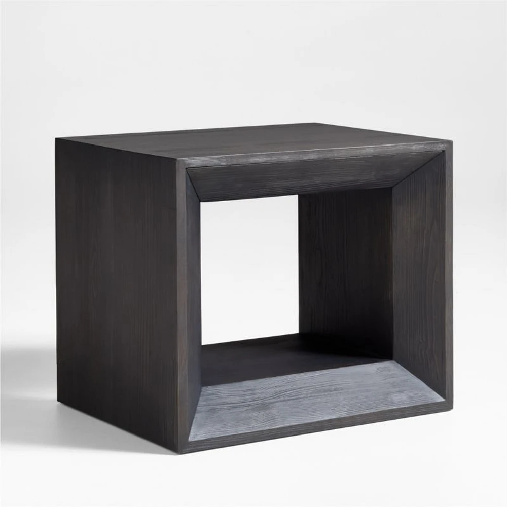 Vernon Ebonized Wood Side Table with Drawer, Set of 2