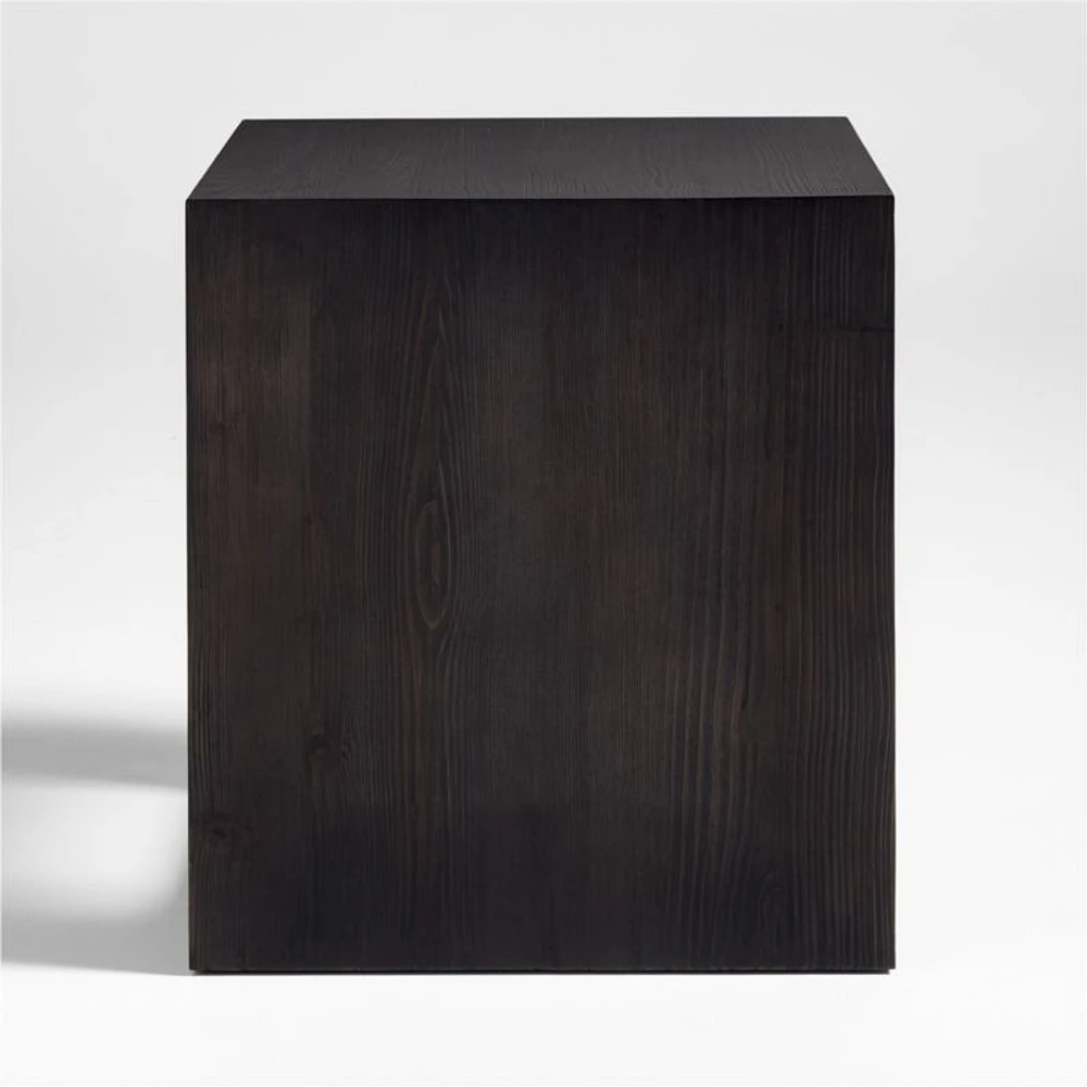Vernon Ebonized Wood Side Table with Drawer, Set of 2