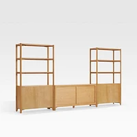 Vertex Natural 62" Storage Media Console with Closed Bookcases