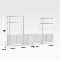 Vertex Natural 62" Storage Media Console with Closed Bookcases
