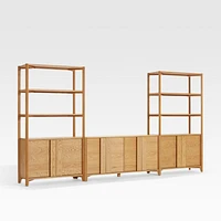 Vertex Natural 62" Storage Media Console with Closed Bookcases