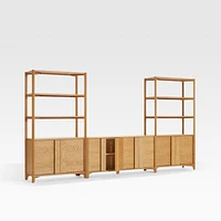 Vertex Natural 62" Storage Media Console with Closed Bookcases