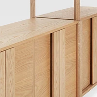 Vertex Natural 62" Storage Media Console with Closed Bookcases