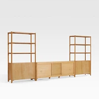 Vertex Natural 82" Storage Media Console with Closed Bookcases