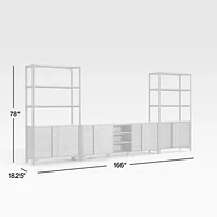 Vertex Natural 82" Storage Media Console with Closed Bookcases
