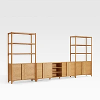 Vertex Natural 82" Storage Media Console with Closed Bookcases