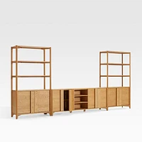 Vertex Natural 82" Storage Media Console with Closed Bookcases