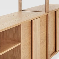 Vertex Natural 82" Storage Media Console with Closed Bookcases