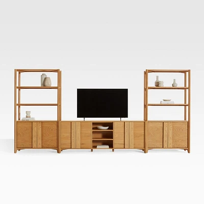 Vertex Natural 82" Storage Media Console with Closed Bookcases