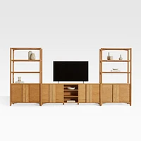 Vertex Natural 82" Storage Media Console with Closed Bookcases