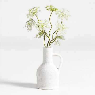 Faux Queen Anne's Lace Stem Arrangement in Villa White Jug Ceramic Vase 17"