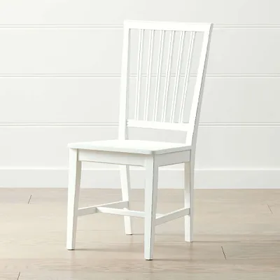 Village White Wood Dining Chair