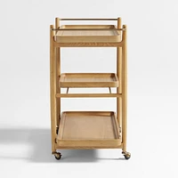 Vitae 36" Natural Solid Elm Wood Bar Cart with Removable Tray