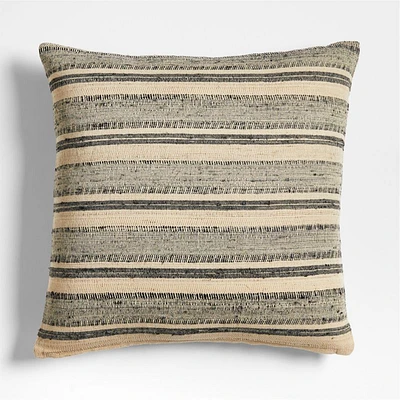 Vittoria Silk Blend Textured 23x23 Ink Black Throw Pillow Cover