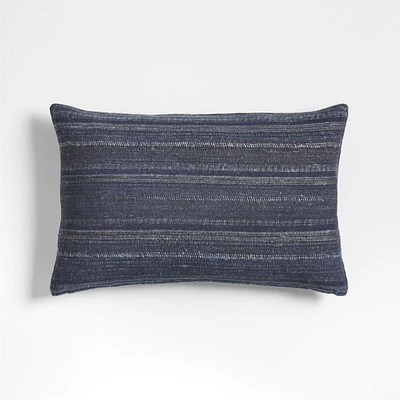 Vittoria Silk Blend Textured 24x16 Deep Indigo Blue Throw Pillow Cover