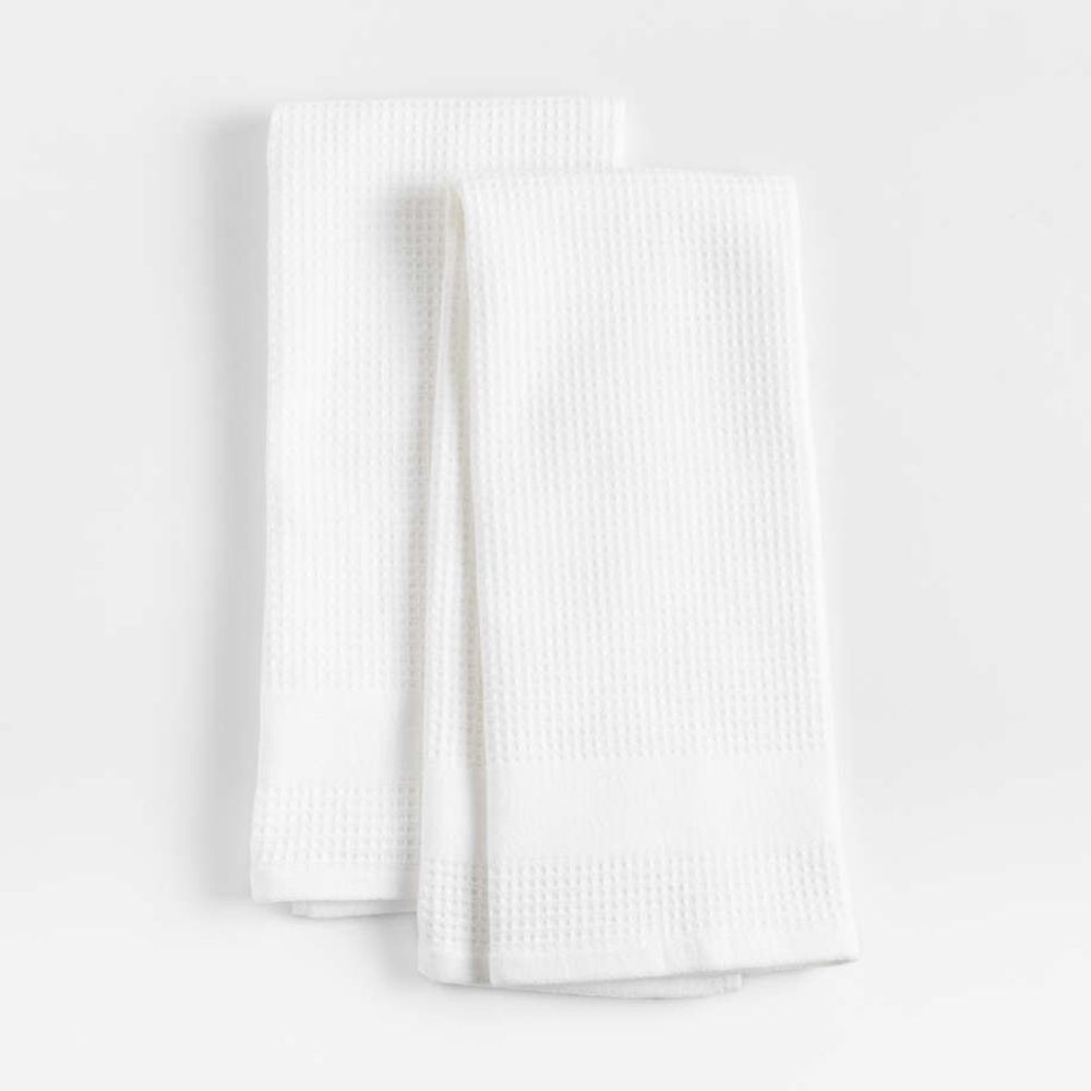 Waffle-Terry White Dish Towels, Set of 2