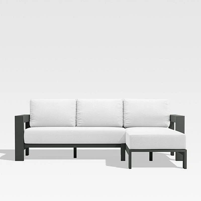 Walker 2-Piece Right-Arm Chaise Metal Outdoor Sectional Sofa with Canvas White Sunbrella ® Cushions