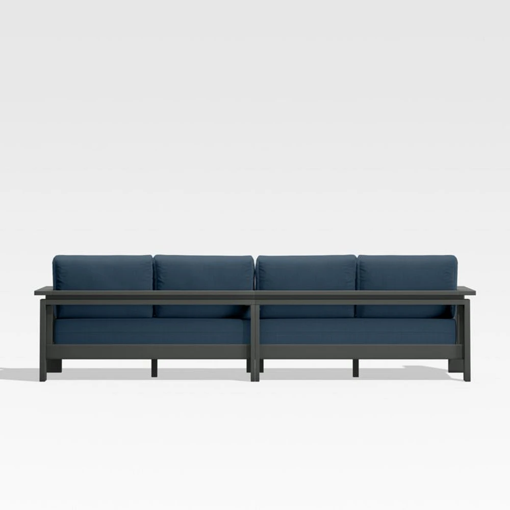 Walker 117" 2-Piece Metal Sectional Sofa with Cast Harbor Blue Sunbrella ® Cushions