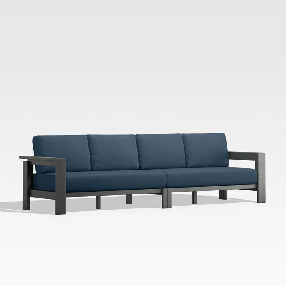 Walker 117" 2-Piece Metal Sectional Sofa with Cast Harbor Blue Sunbrella ® Cushions