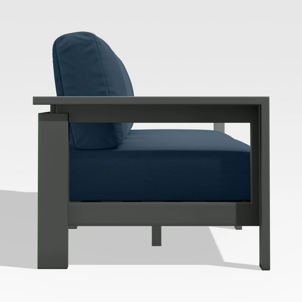 Walker 117" 2-Piece Metal Sectional Sofa with Cast Harbor Blue Sunbrella ® Cushions