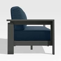 Walker 117" 2-Piece Metal Sectional Sofa with Cast Harbor Blue Sunbrella ® Cushions