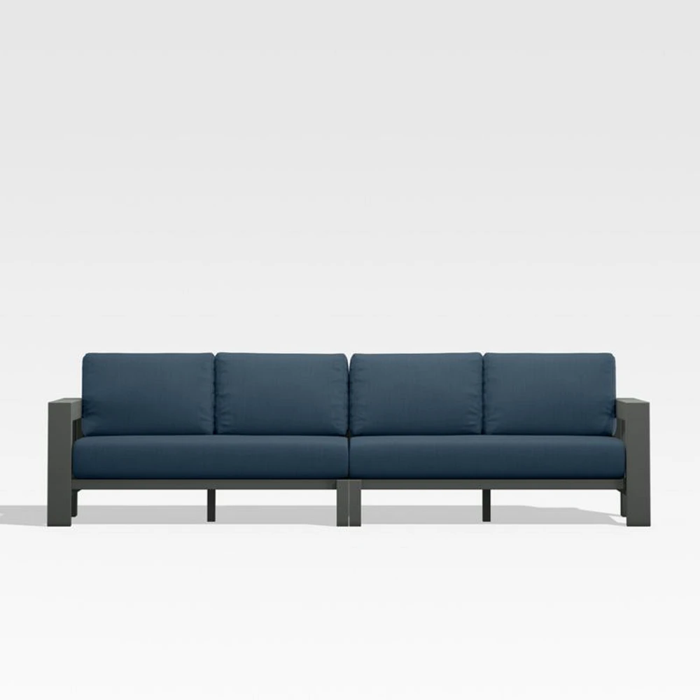 Walker 117" 2-Piece Metal Sectional Sofa with Cast Harbor Blue Sunbrella ® Cushions