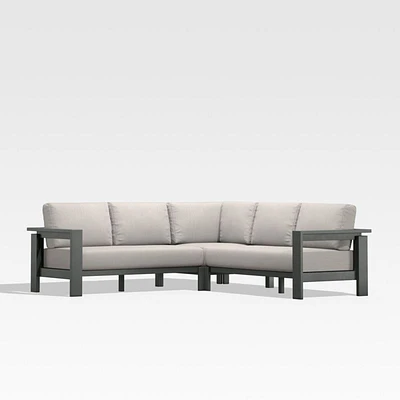 Walker Metal -Piece Outdoor Sectional Sofa with Cast Ash Brown Sunbrella ® Cushions