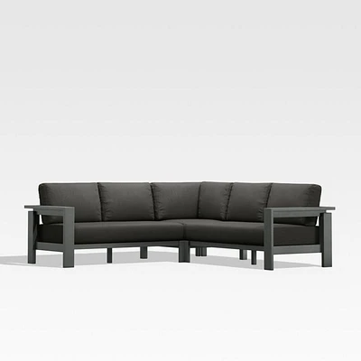 Walker Metal -Piece Outdoor Sectional Sofa with Cast Charcoal Grey Sunbrella ® Cushions