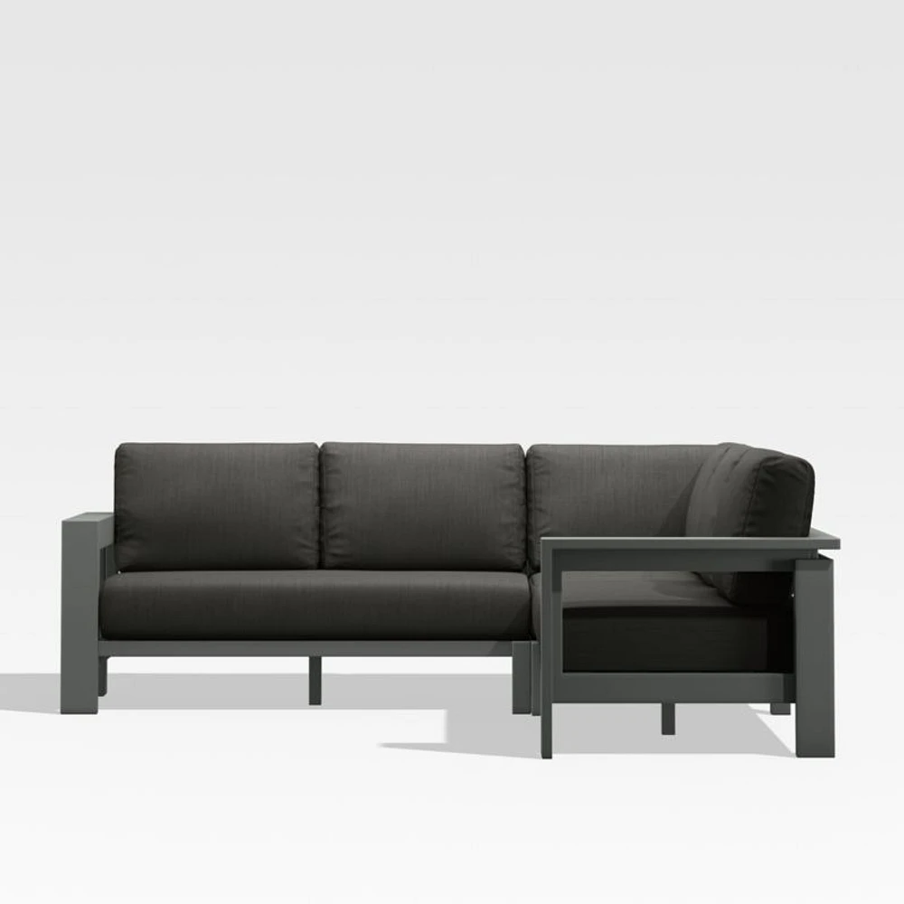 Walker Metal -Piece Outdoor Sectional Sofa with Cast Charcoal Grey Sunbrella ® Cushions