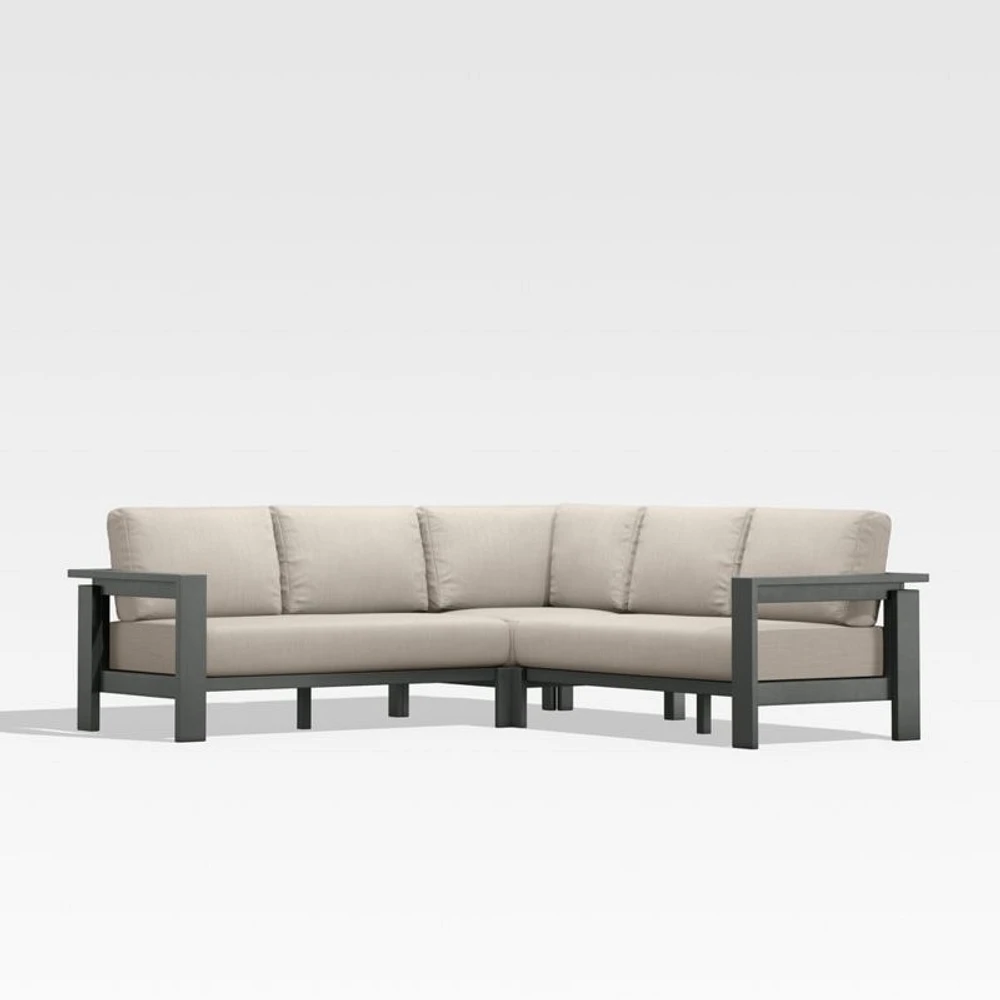Walker Metal -Piece Outdoor Sectional Sofa with Canvas Flax Beige Sunbrella ® Cushions