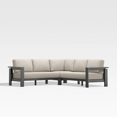 Walker Metal -Piece Outdoor Sectional Sofa with Canvas Flax Beige Sunbrella ® Cushions