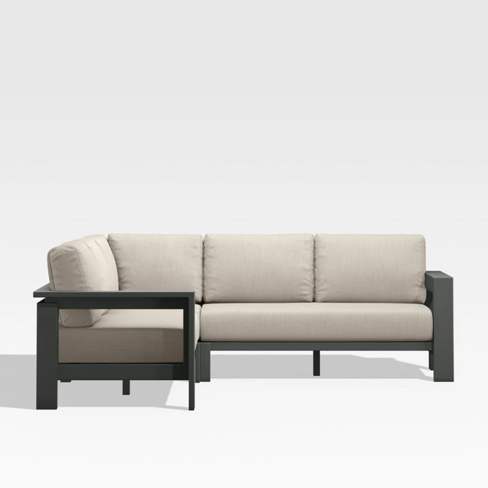 Walker Metal -Piece Outdoor Sectional Sofa with Canvas Flax Beige Sunbrella ® Cushions