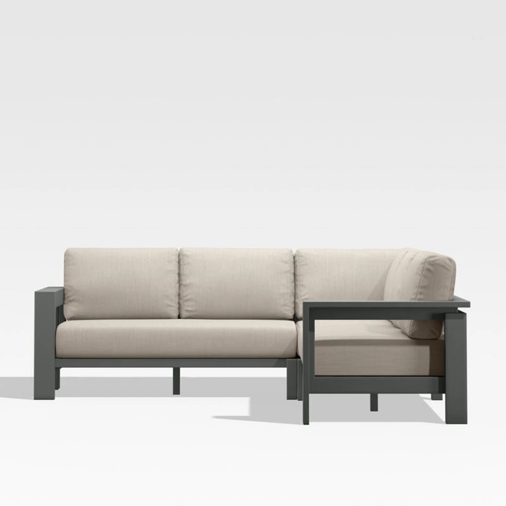 Walker Metal -Piece Outdoor Sectional Sofa with Canvas Flax Beige Sunbrella ® Cushions