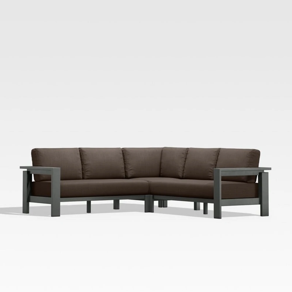 Walker Metal -Piece Outdoor Sectional Sofa with Canvas Java Brown Sunbrella ® Cushions