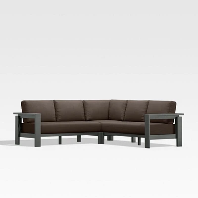 Walker Metal -Piece Outdoor Sectional Sofa with Canvas Java Brown Sunbrella ® Cushions