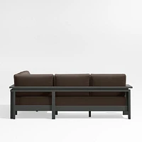 Walker Metal -Piece Outdoor Sectional Sofa with Canvas Java Brown Sunbrella ® Cushions