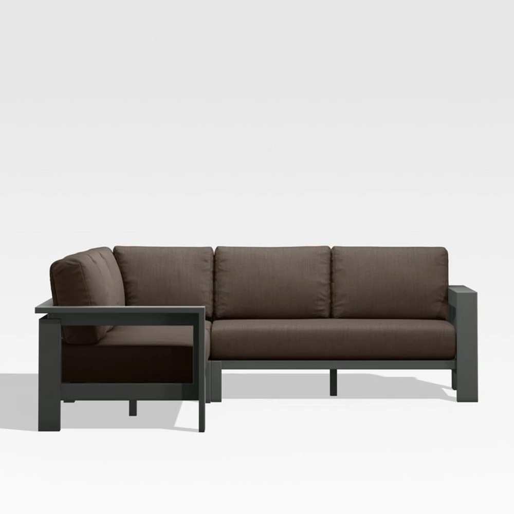 Walker Metal -Piece Outdoor Sectional Sofa with Canvas Java Brown Sunbrella ® Cushions