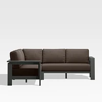 Walker Metal -Piece Outdoor Sectional Sofa with Canvas Java Brown Sunbrella ® Cushions