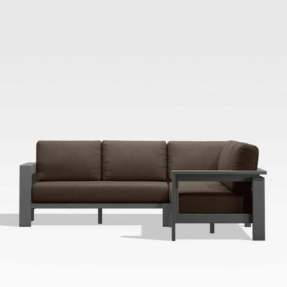 Walker Metal -Piece Outdoor Sectional Sofa with Canvas Java Brown Sunbrella ® Cushions