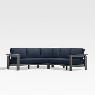 Walker Metal -Piece Outdoor Sectional Sofa with Canvas Navy Blue Sunbrella ® Cushions
