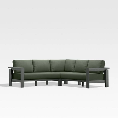 Walker Metal -Piece Outdoor Sectional Sofa with Cast Sage Green Sunbrella ® Cushions