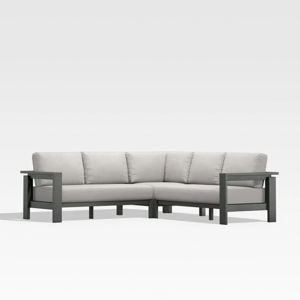Walker Metal -Piece Outdoor Sectional Sofa with Cast Silver Sunbrella ® Cushions
