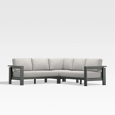 Walker Metal -Piece Outdoor Sectional Sofa with Cast Silver Sunbrella ® Cushions