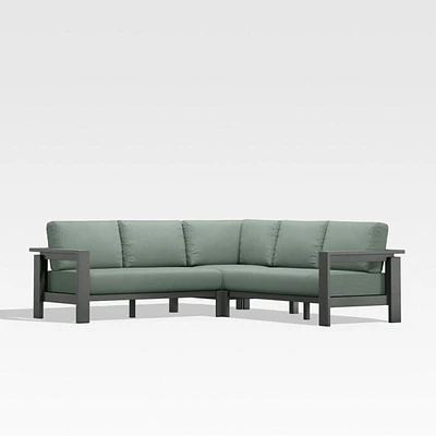 Walker Metal -Piece Outdoor Sectional Sofa with Canvas Spa Blue Sunbrella ® Cushions