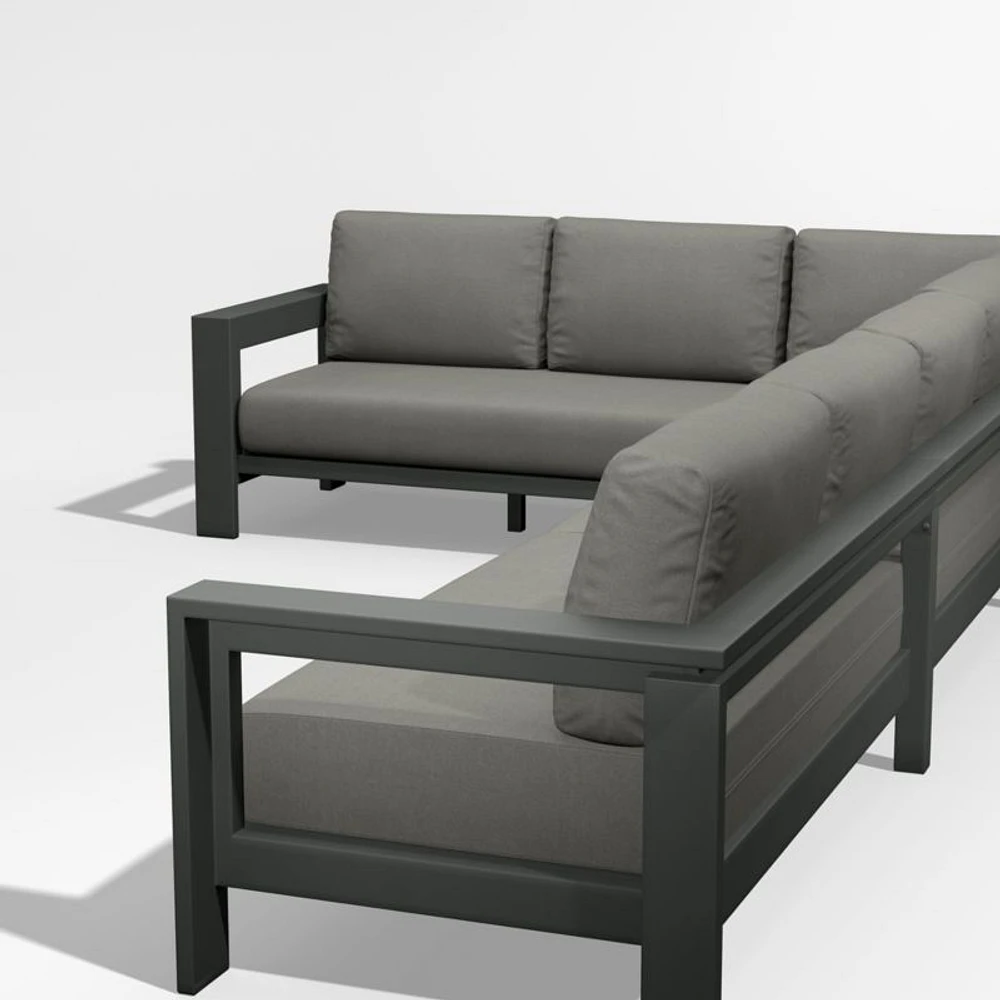 Walker 4-Piece Metal L-Shaped Sectional with Canvas Charcoal Sunbrella ® Cushions