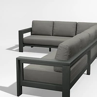 Walker 4-Piece Metal L-Shaped Sectional with Canvas Charcoal Sunbrella ® Cushions