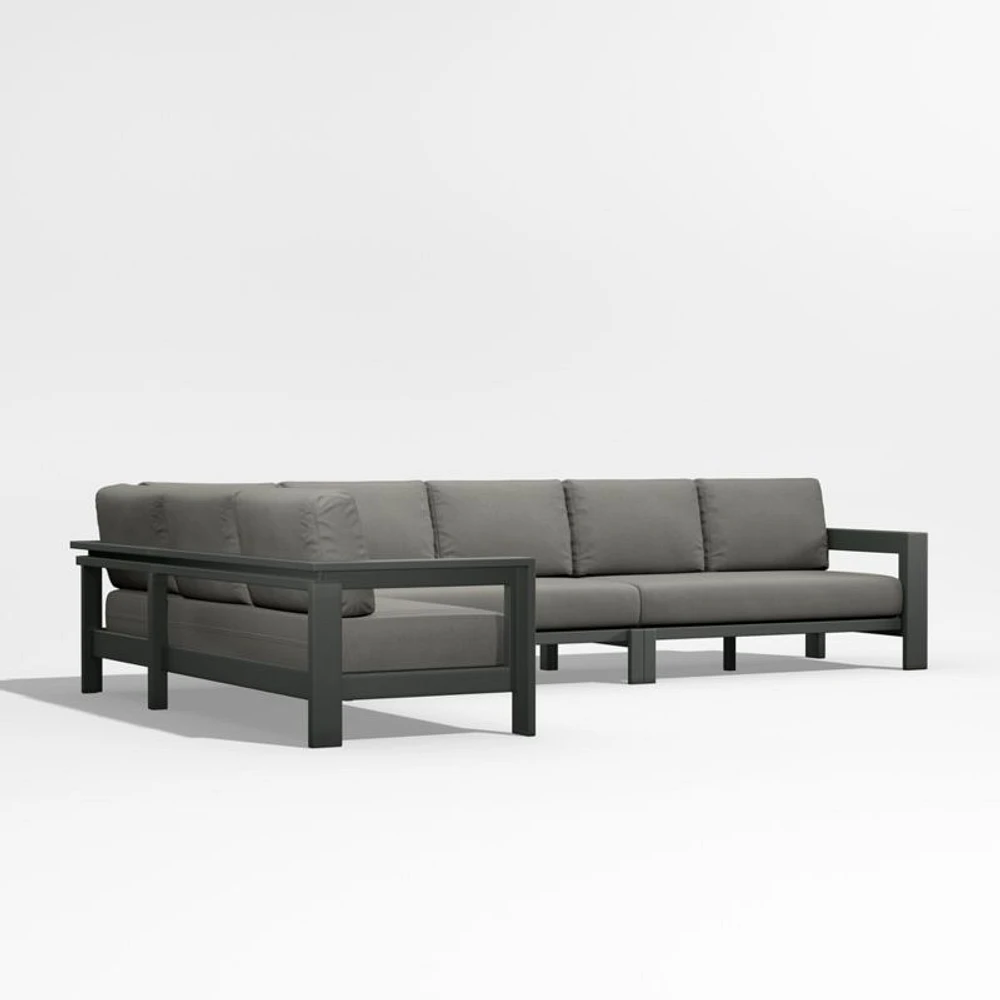 Walker 4-Piece Metal L-Shaped Sectional with Canvas Charcoal Sunbrella ® Cushions