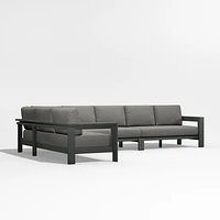 Walker 4-Piece Metal L-Shaped Sectional with Canvas Charcoal Sunbrella ® Cushions