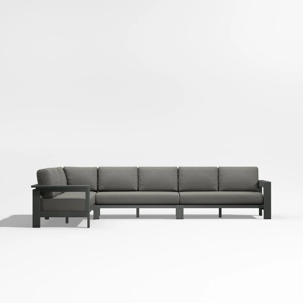 Walker 4-Piece Metal L-Shaped Sectional with Canvas Charcoal Sunbrella ® Cushions